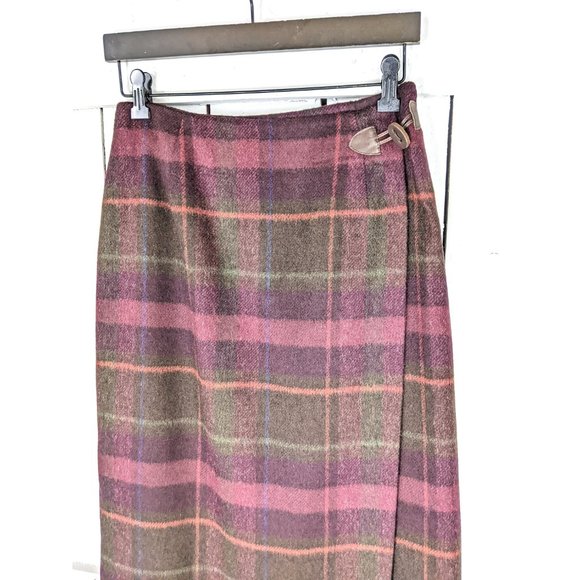 Vintage Talbots plaid wool long wrap skirt - Picture 3 of 5
